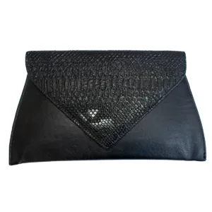 Τσάντα Φάκελος Μαύρη Κροκό με Λουρί