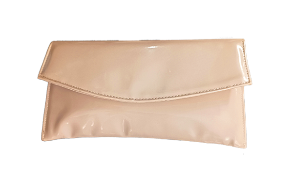 Τσάντα Φάκελος Μπεζ Λουστρίνι Μισοφέγγαρο με λουρί